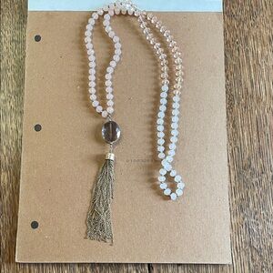 LOFT Pink and Gold Beaded Necklace